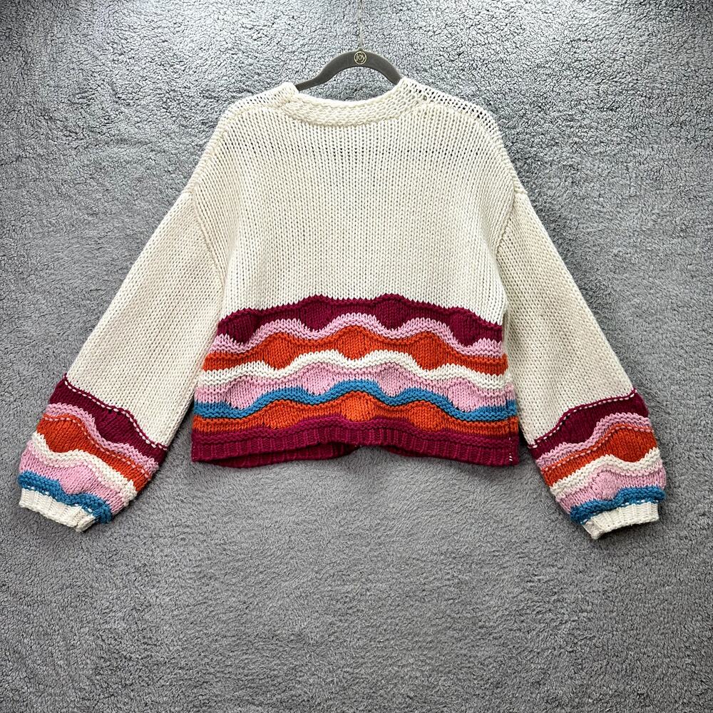 Cider Women's Large Knit Cardigan Bright Color Pattern Boho Crop Comfort EUC - Picture 6 of 10